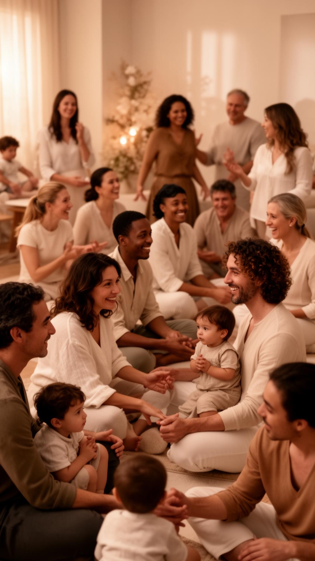 A community gathered in a hopeful wellness space