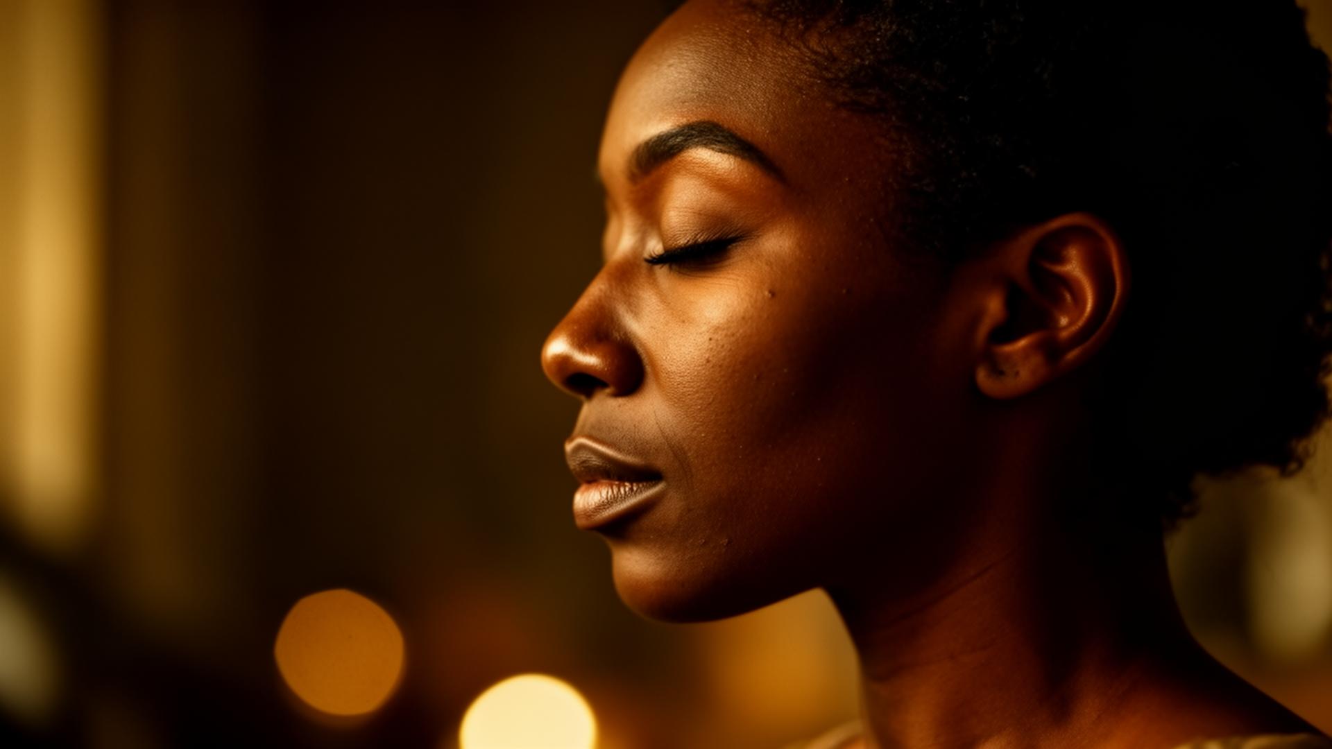 Woman in contemplative healing moment